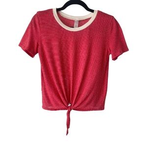 Alternative Apparel  Red and White Stripe Tie Top Size Small